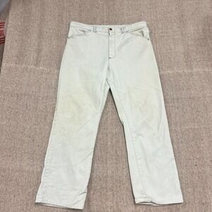 Vintage Sears‎ Jeans Mens 34x30 White 1970s Straight Leg Distressed